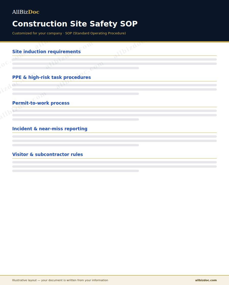Illustrative layout of a Construction Site Safety SOP