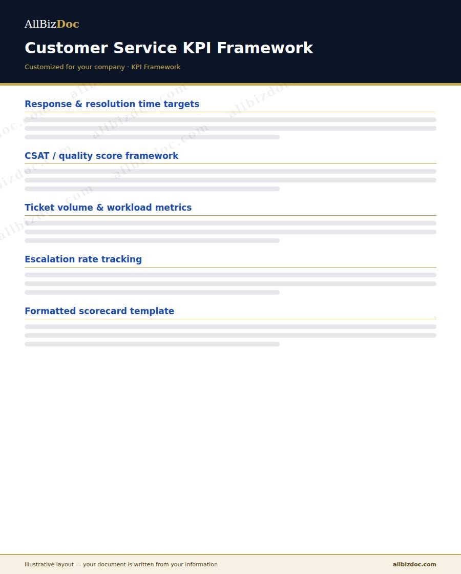 Illustrative layout of a Customer Service KPI Framework