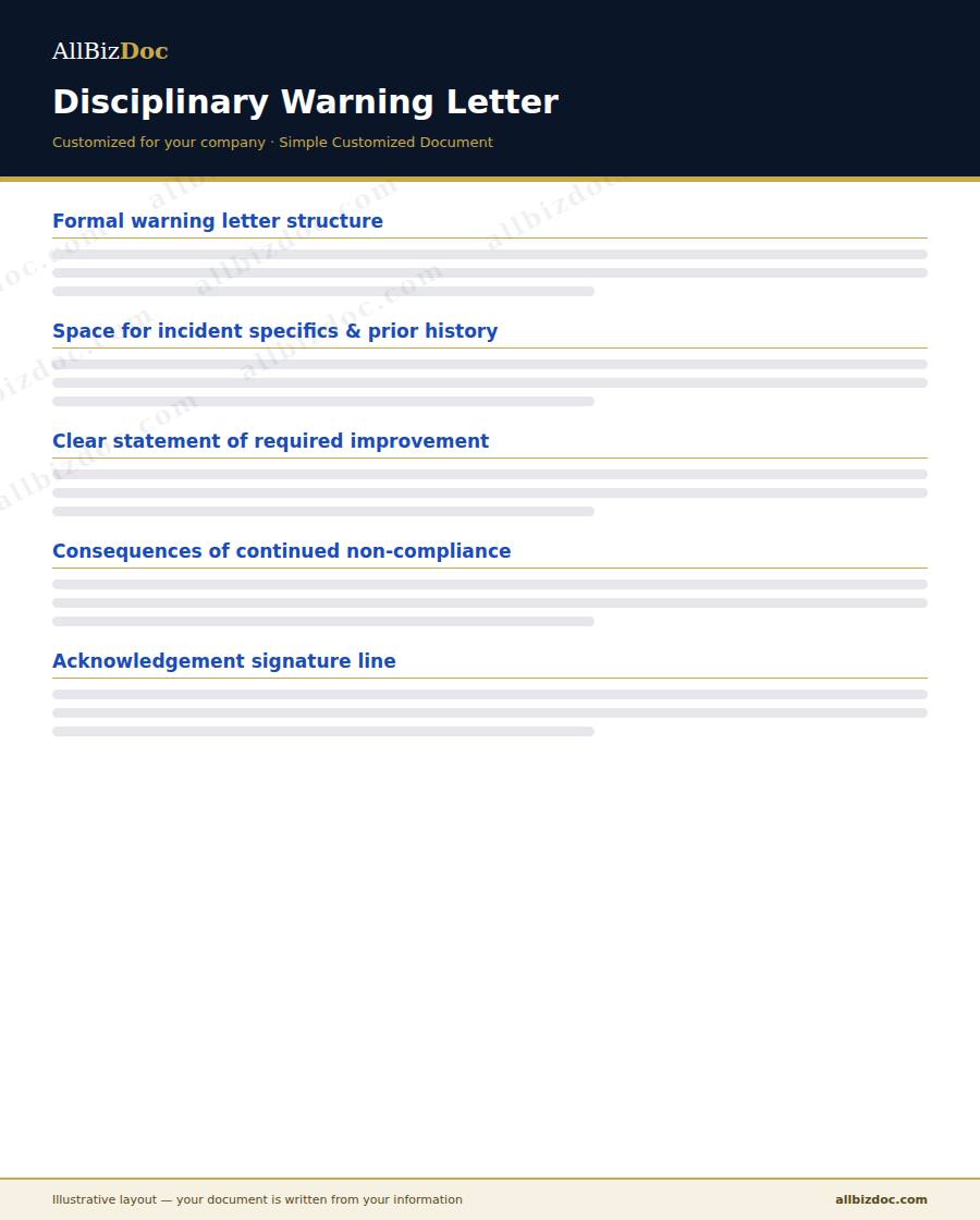 Illustrative layout of a Disciplinary Warning Letter