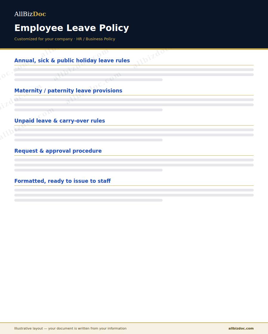 Illustrative layout of a Employee Leave Policy