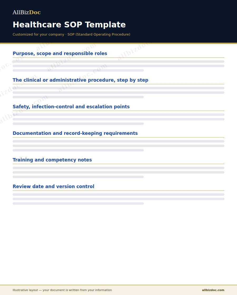 Illustrative layout of a Healthcare SOP Template