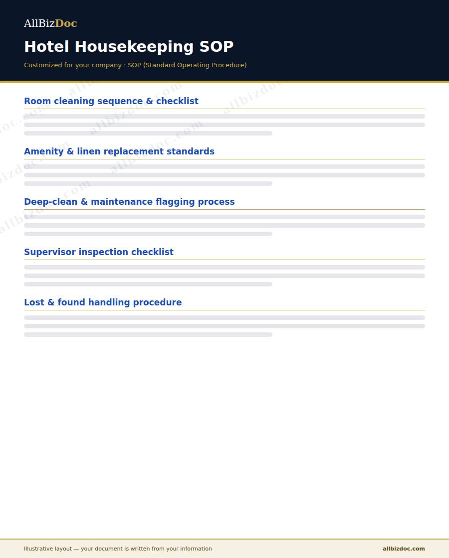 Illustrative layout of a Hotel Housekeeping SOP