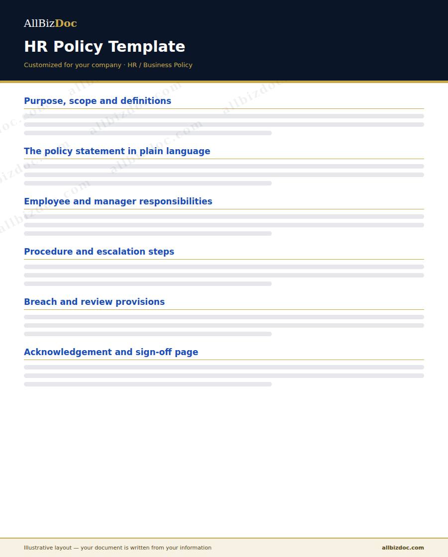 Illustrative layout of a HR Policy Template