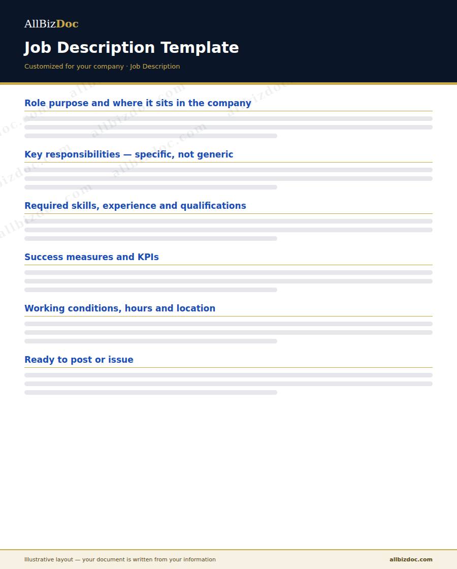 Illustrative layout of a Job Description Template