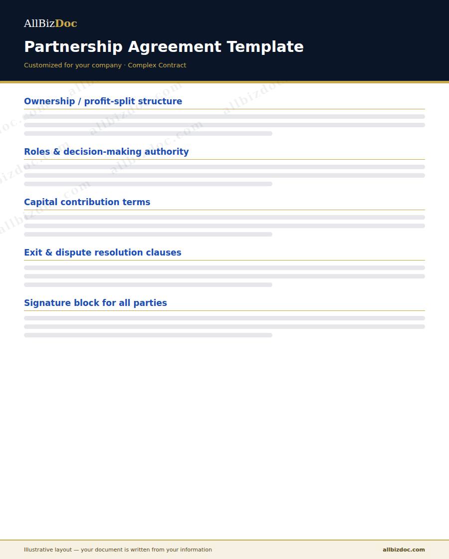 Illustrative layout of a Partnership Agreement Template