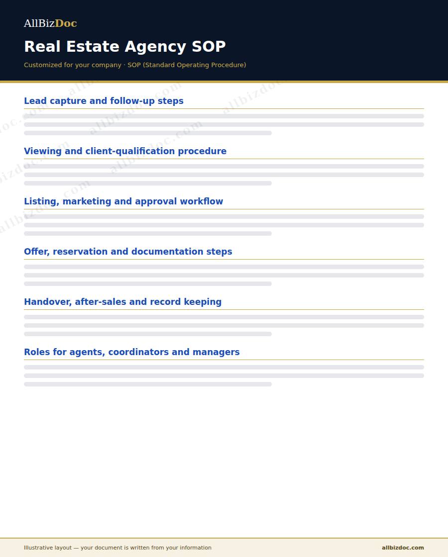 Illustrative layout of a Real Estate Agency SOP