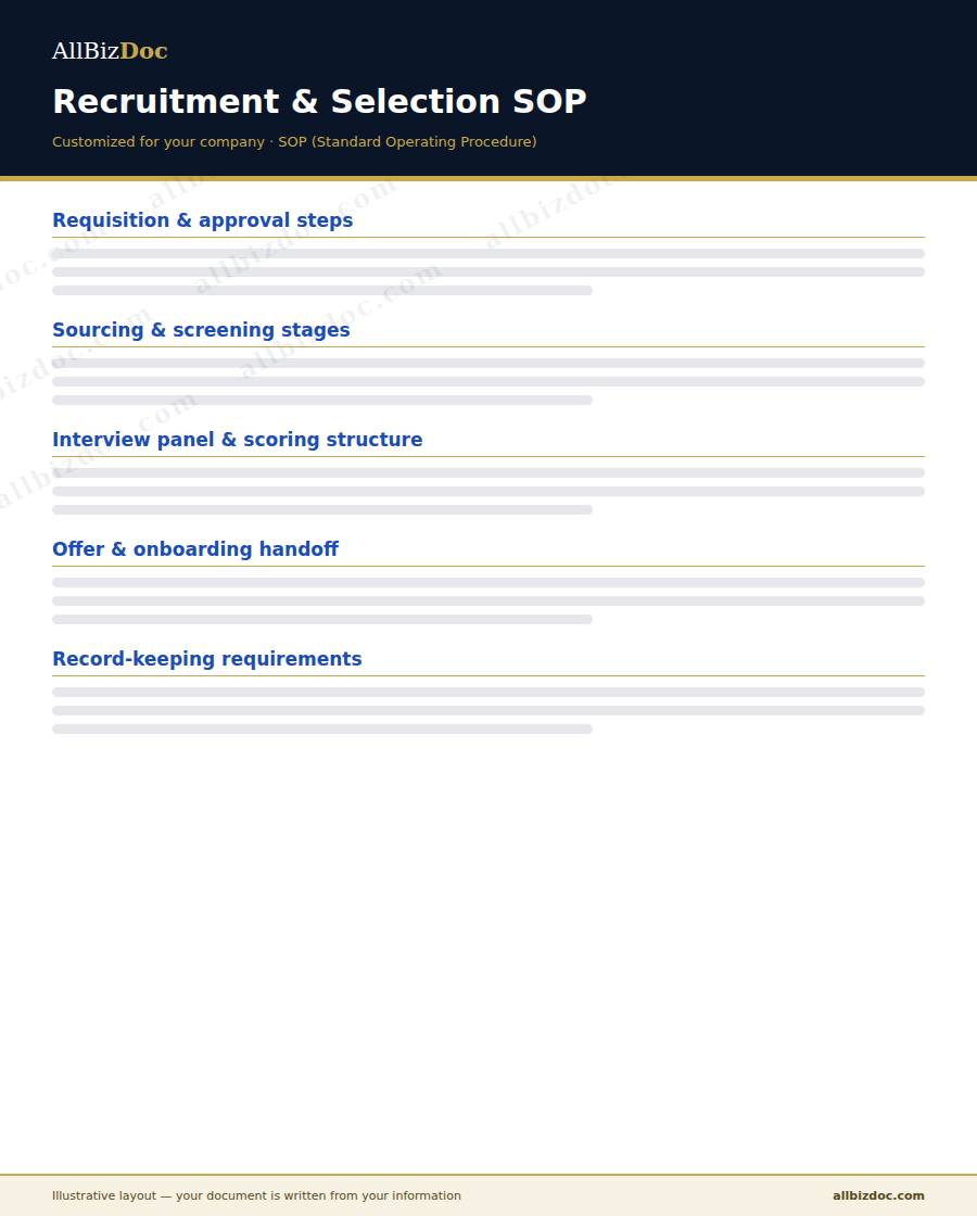 Illustrative layout of a Recruitment & Selection SOP