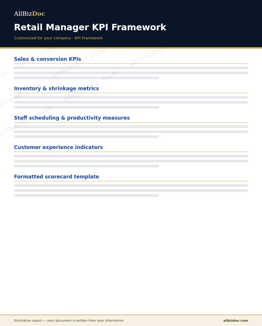 Illustrative layout of a Retail Manager KPI Framework