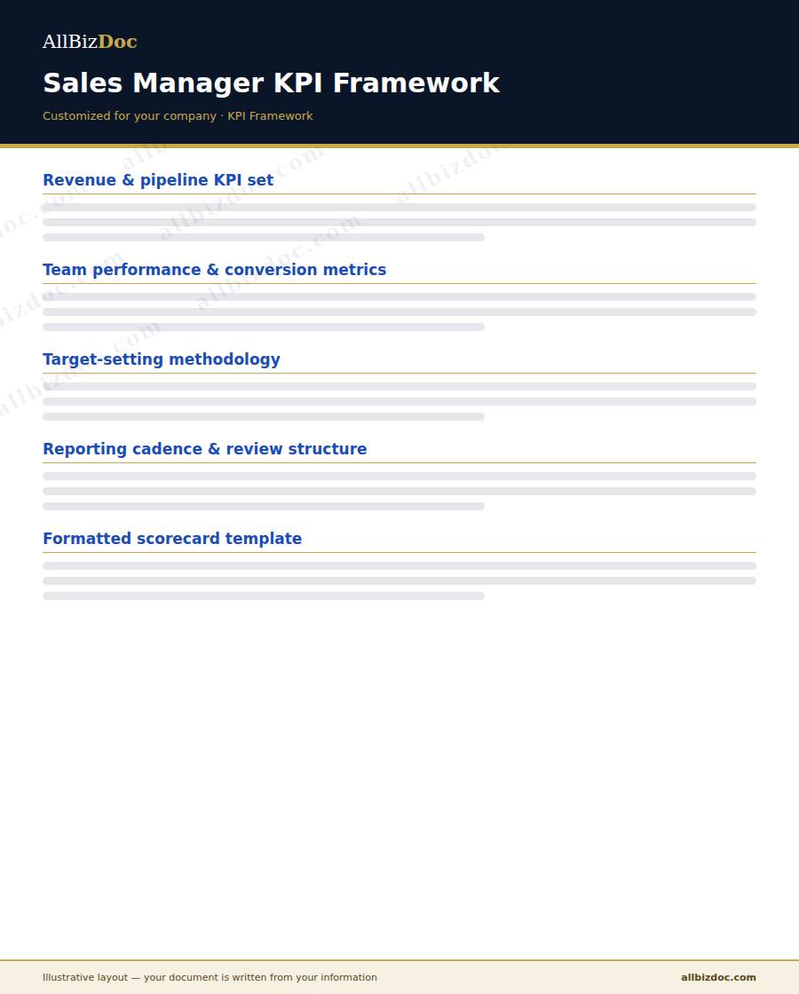 Illustrative layout of a Sales Manager KPI Framework