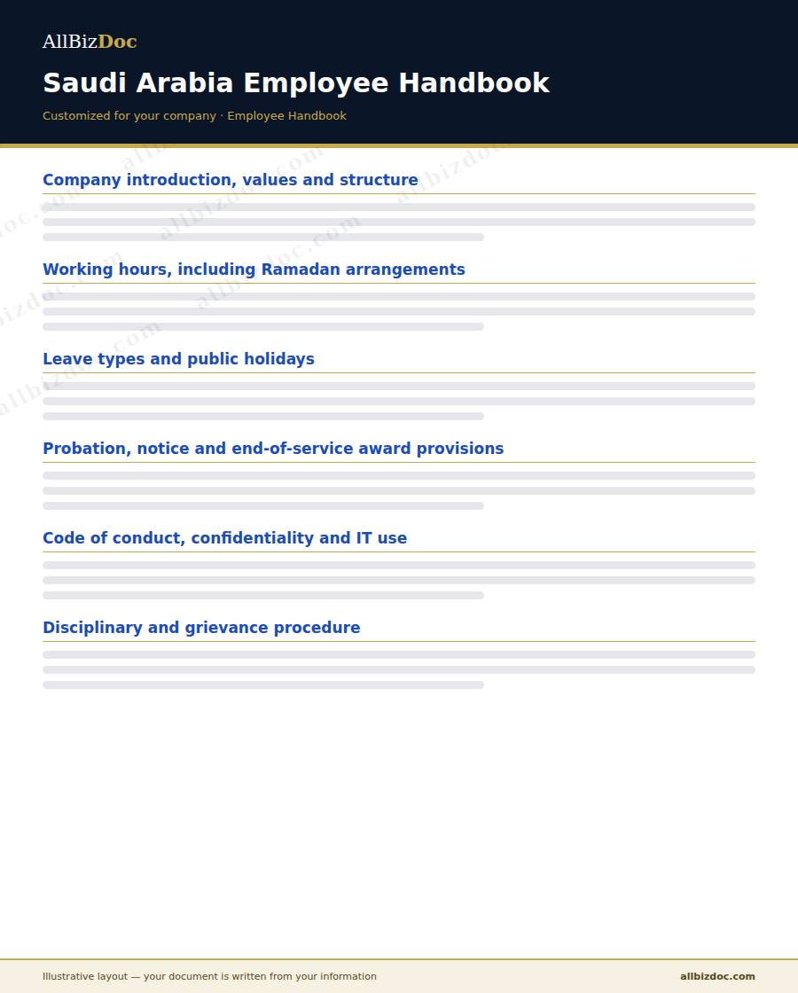 Illustrative layout of a Saudi Arabia Employee Handbook
