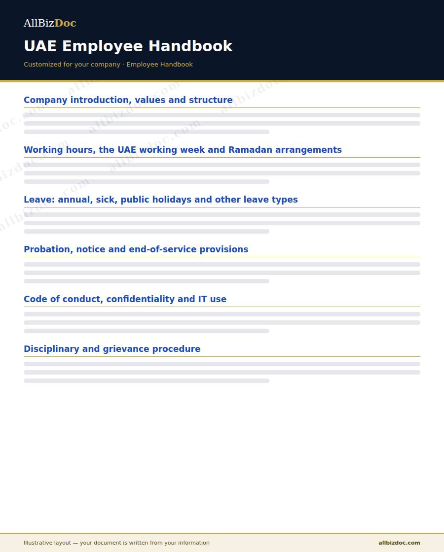 Illustrative layout of a UAE Employee Handbook