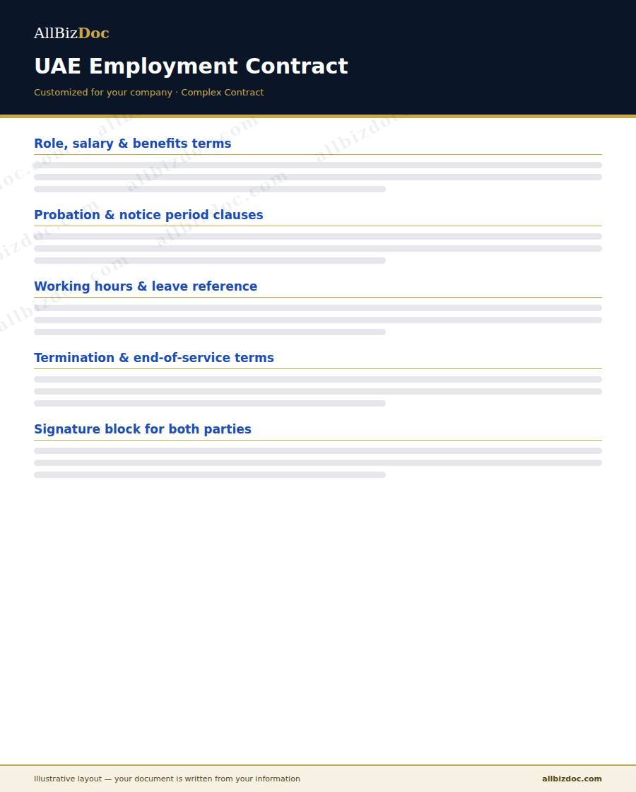 Illustrative layout of a UAE Employment Contract