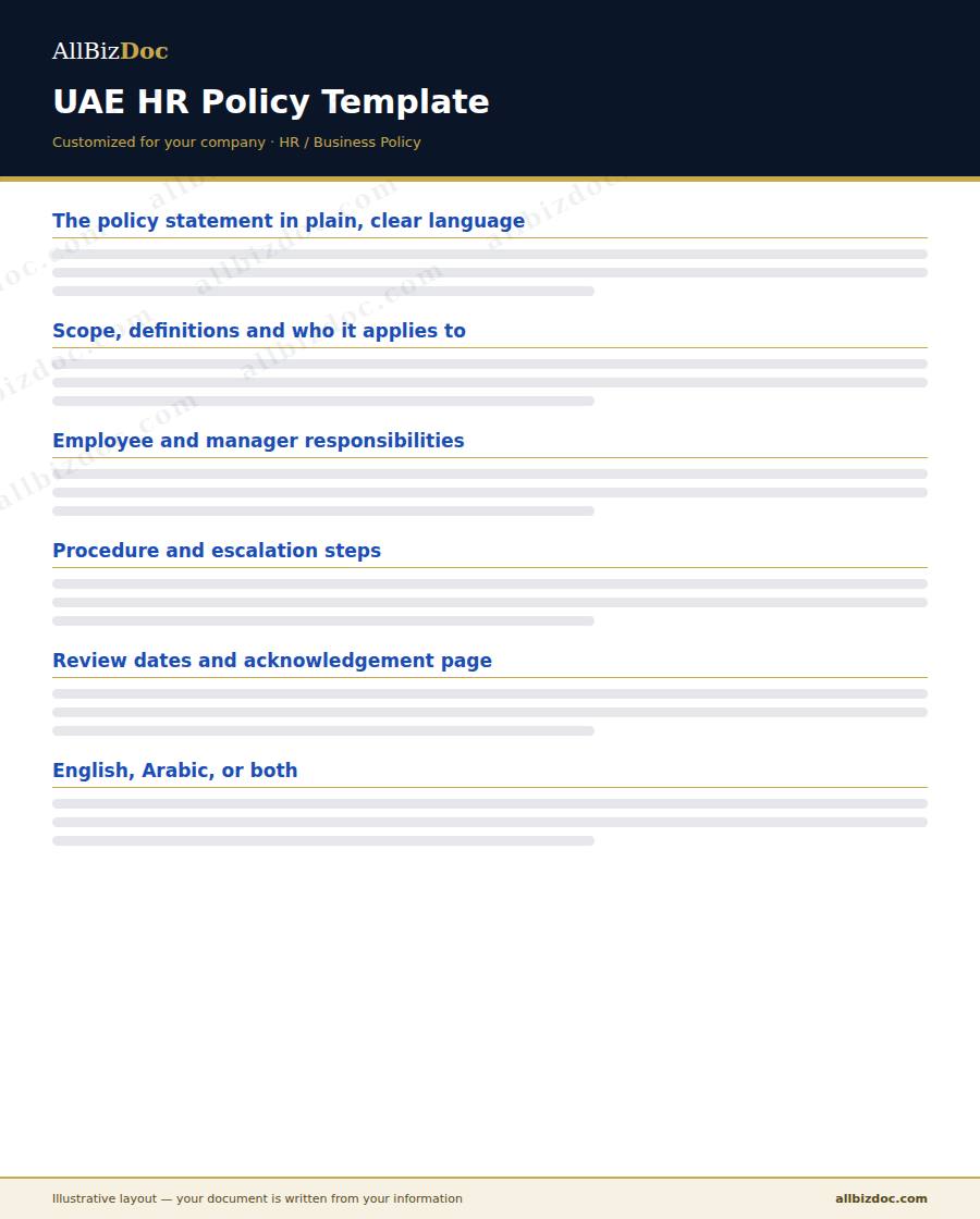 Illustrative layout of a UAE HR Policy Template