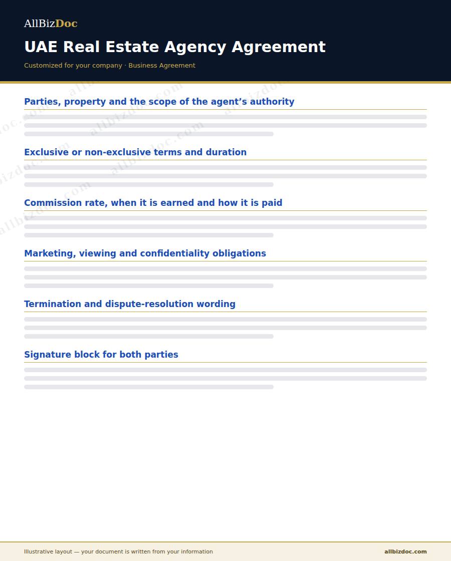 Illustrative layout of a UAE Real Estate Agency Agreement